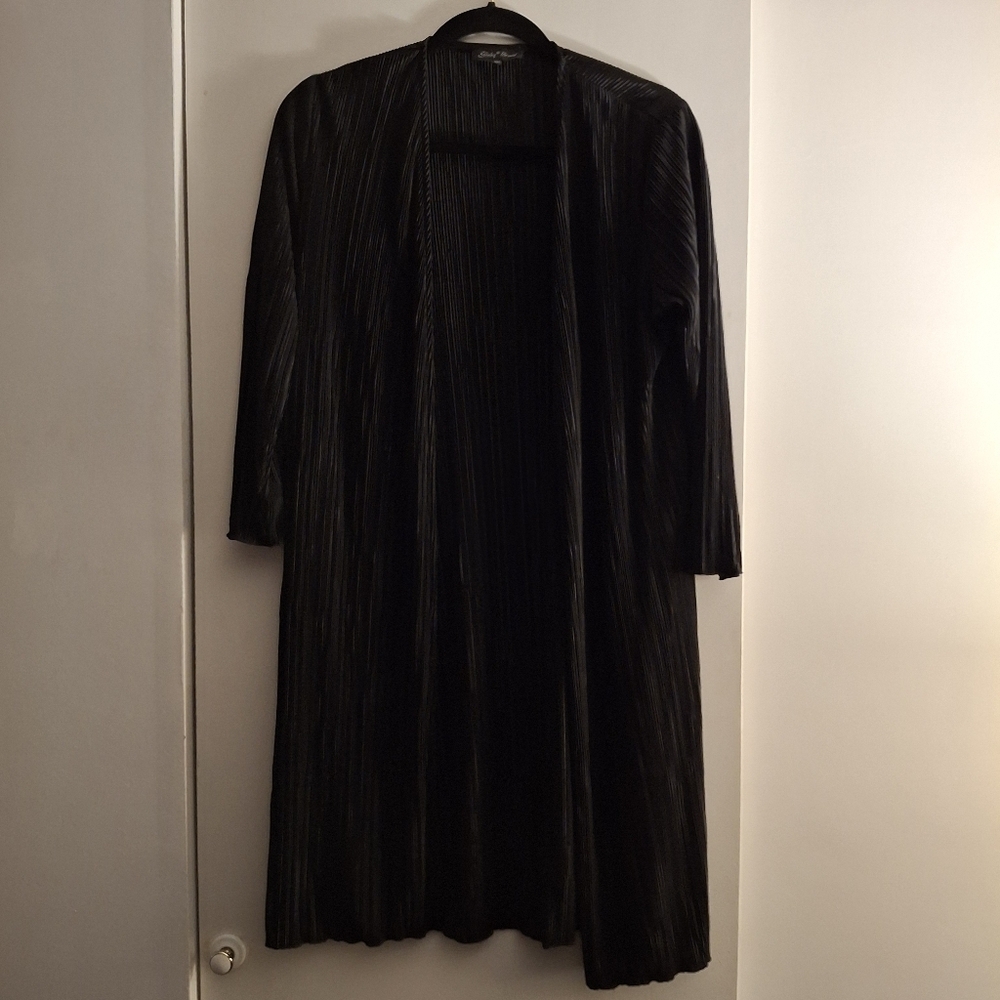 Slinky Brand Mesh Open Front Women's  Black Tunic